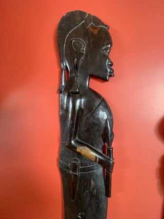 Pareja Figuras Africanas Madera Tallada