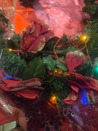 Decorazione porta natalizia con luci