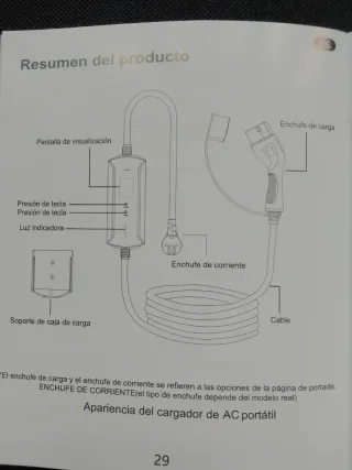 Manual Cargador Portátil Coche Eléctrico