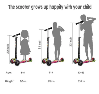 Patinete 3 Ruedas Plegable Luces LED