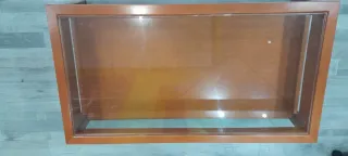 Mesa de centro elevable madera y cristal