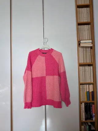 Jersey Mango Cuadros Rosa Talla M