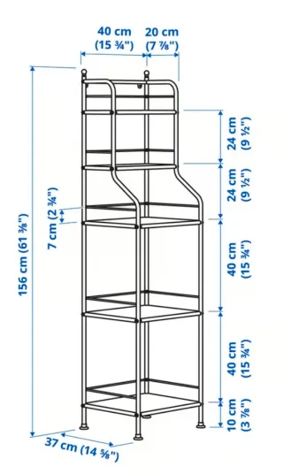 Estantería metálica negra con cristales