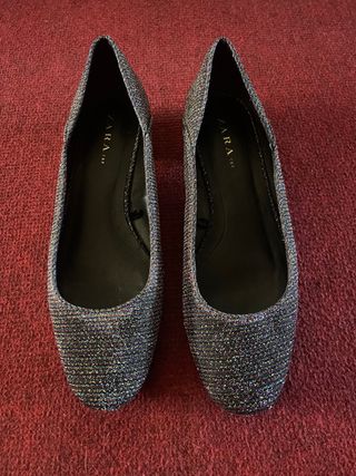 Manoletinas Zara Glitter Brillantes Talla 38