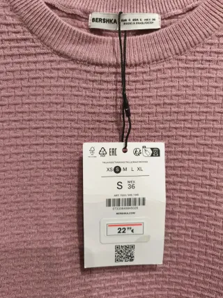 Jersey fino Bershka hombre rosa talla S