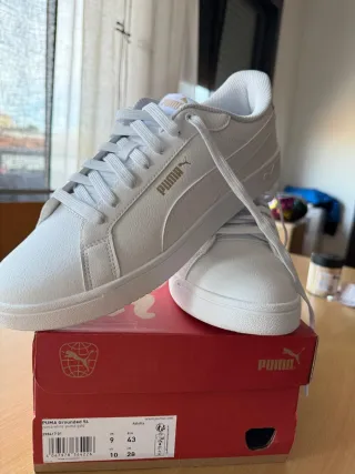 Zapatillas Puma Hombre Blancas Doradas Nuevas.