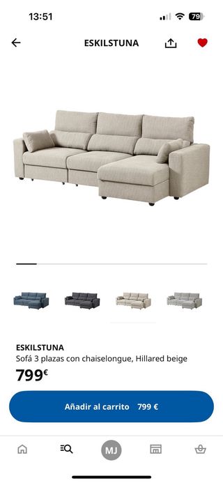 Divano Chaise Longue Beige 3 Posti IKEA