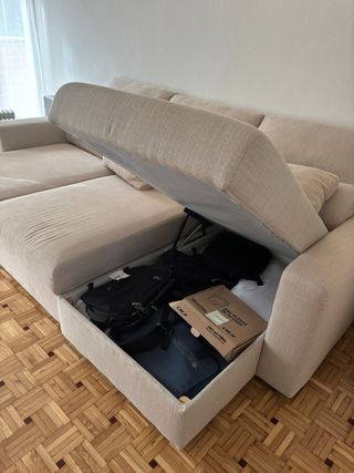 Divano Chaise Longue Beige 3 Posti IKEA