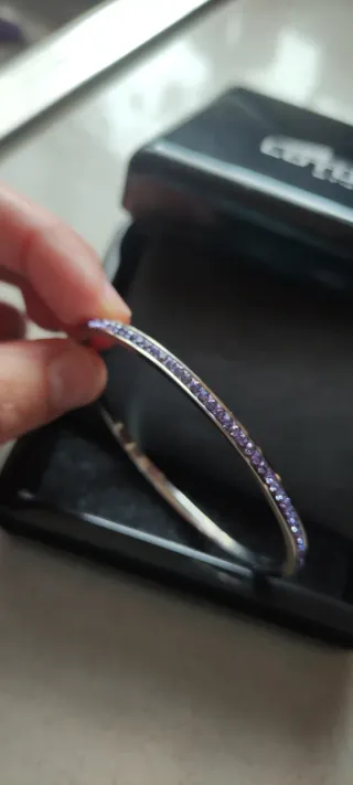 Pulsera Lotus Acero con Circonitas Moradas