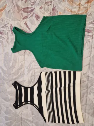 Top verde y top rayas talla única