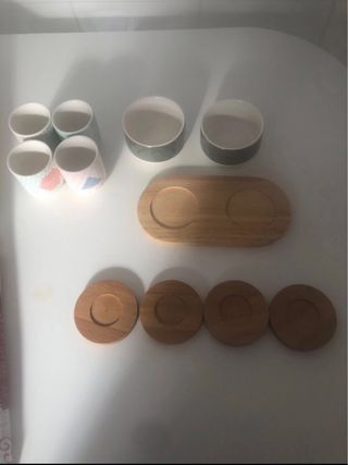 Juego 4 Vasos y 2 Cuencos Porcelana