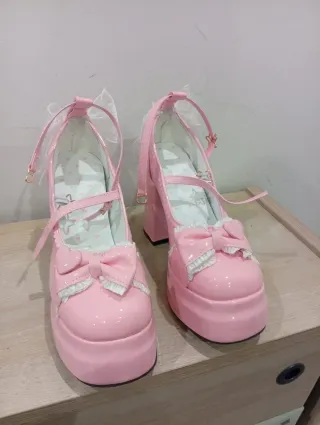 Zapatos Lolita Rosa Plataforma Tacón