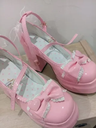 Zapatos Lolita Rosa Plataforma Tacón