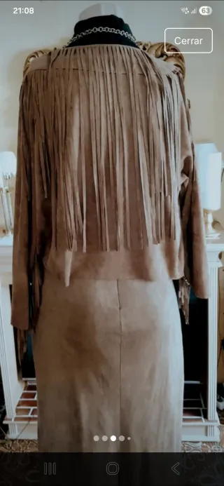 Chaqueta de ante con flecos estilo Western