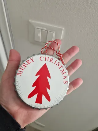 Decorazione Natale Tappo Bottiglia Albero Rosso