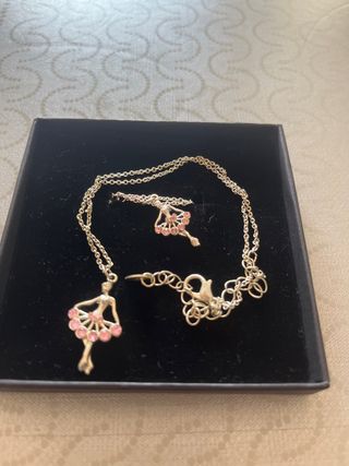 Collar Bailarina Plata y Cristales Rosas