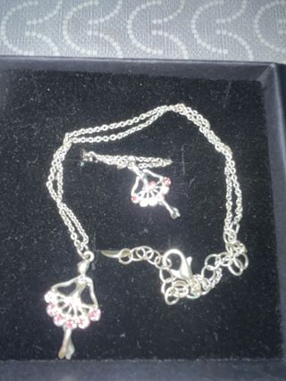 Collar Bailarina Plata y Cristales Rosas