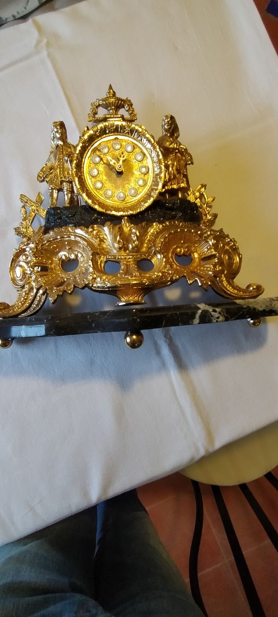 Reloj Bronce y Mármol Años 60