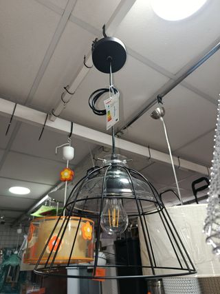 Lámpara Colgante Industrial Negra Cristal