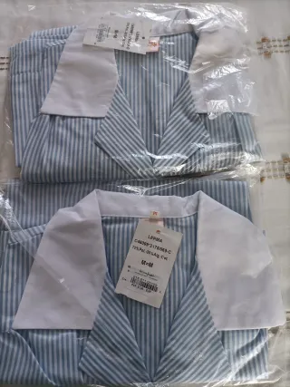 Blusa de trabajo LERMA talla M Rayas Azul Blanco.