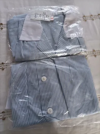 Blusa de trabajo LERMA talla M Rayas Azul Blanco.