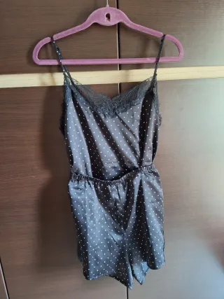 Set/pigiama Tezenis canotta pantaloncini nero pois