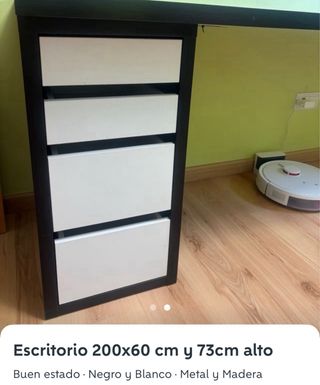 Mesa estudio larga negra y blanca