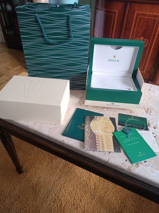 Conjunto Caja Joyero Rolex Verde y Dorado