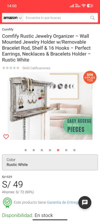 Organizador de joyas de pared