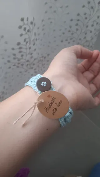 Pulsera crochet azul turquesa