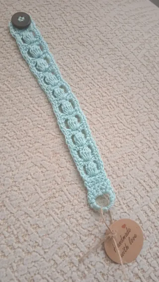 Pulsera crochet azul turquesa