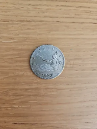 Moneda 2 Pesetas España 1870 Plata