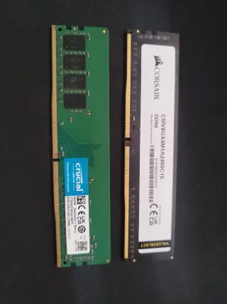 2x Memorias RAM DDR4 8GB 2400MHz Corsair y Crucial