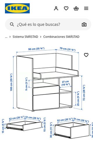 Cambiador bebé/escritorio infantil SMASTAD