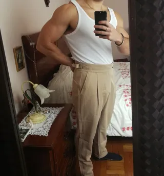 Pantalone vintage uomo beige