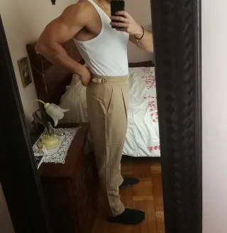 Pantalone vintage uomo beige