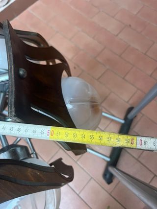 Lampadario legno e acciaio cromato