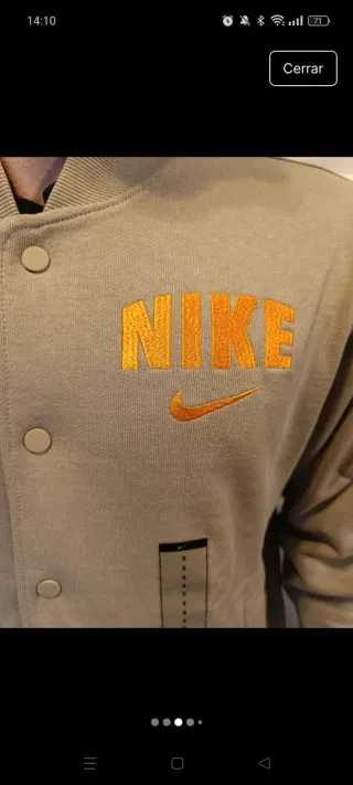 Chaqueta bomber Nike hombre beige y naranja
