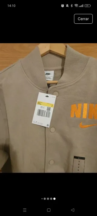 Chaqueta bomber Nike hombre beige y naranja