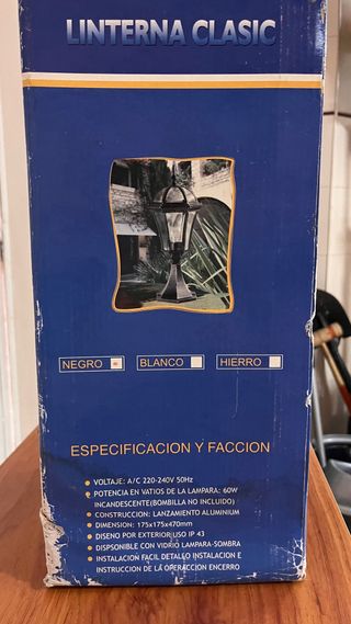 Farola Exterior Negra Clásica Nueva