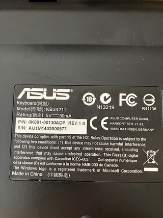 Teclado Asus Negro mod. KB34211