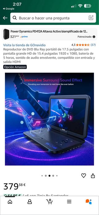 Reproductor DVD Portátil 17.5” 360•