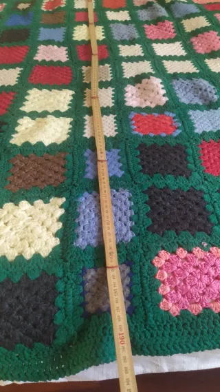 Coperta uncinetto vintage anni 70 lana