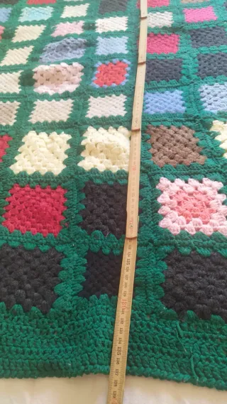 Coperta uncinetto vintage anni 70 lana