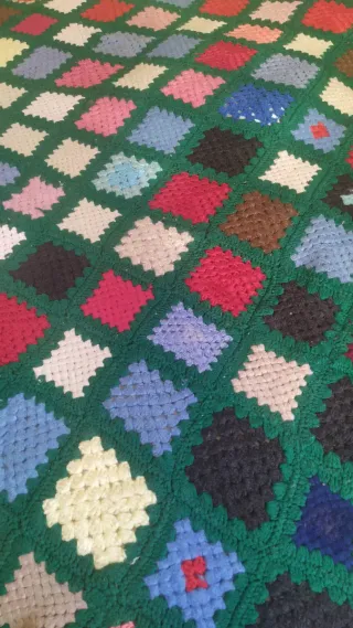 Coperta uncinetto vintage anni 70 lana