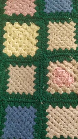 Coperta uncinetto vintage anni 70 lana