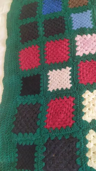 Coperta uncinetto vintage anni 70 lana