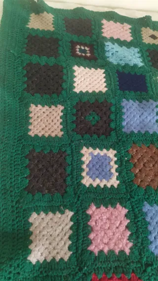 Coperta uncinetto vintage anni 70 lana