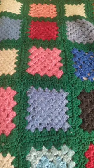 Coperta uncinetto vintage anni 70 lana