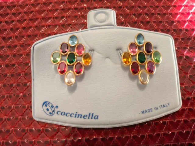 Pendientes Coccinella Cristales Chapado Oro